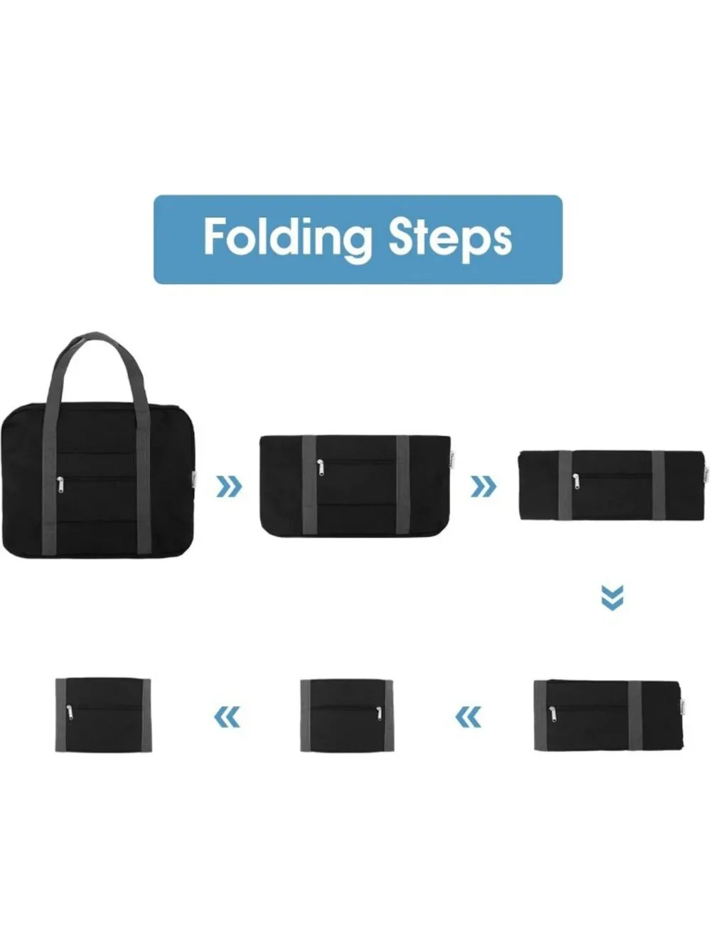 Foldable Travel Duffel Bag 30L - Personal Item Tote for Air Travel, Black